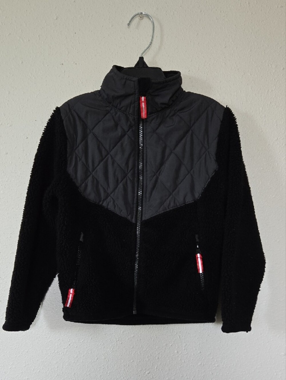 Black Quilted Yoke Fleece Jacket